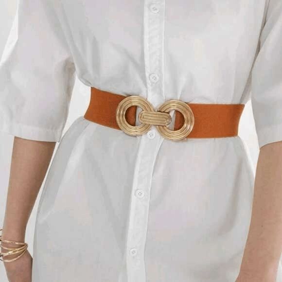 2/$21 Ladies Double Circle Black Stretch Belt (33.5 Inches) - Picture 7 of 10